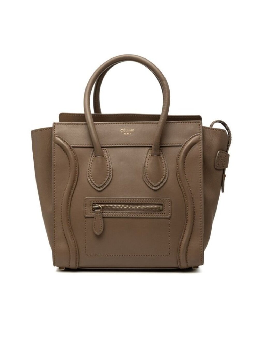 Celine Luggage Micro Handbag Beige Leather